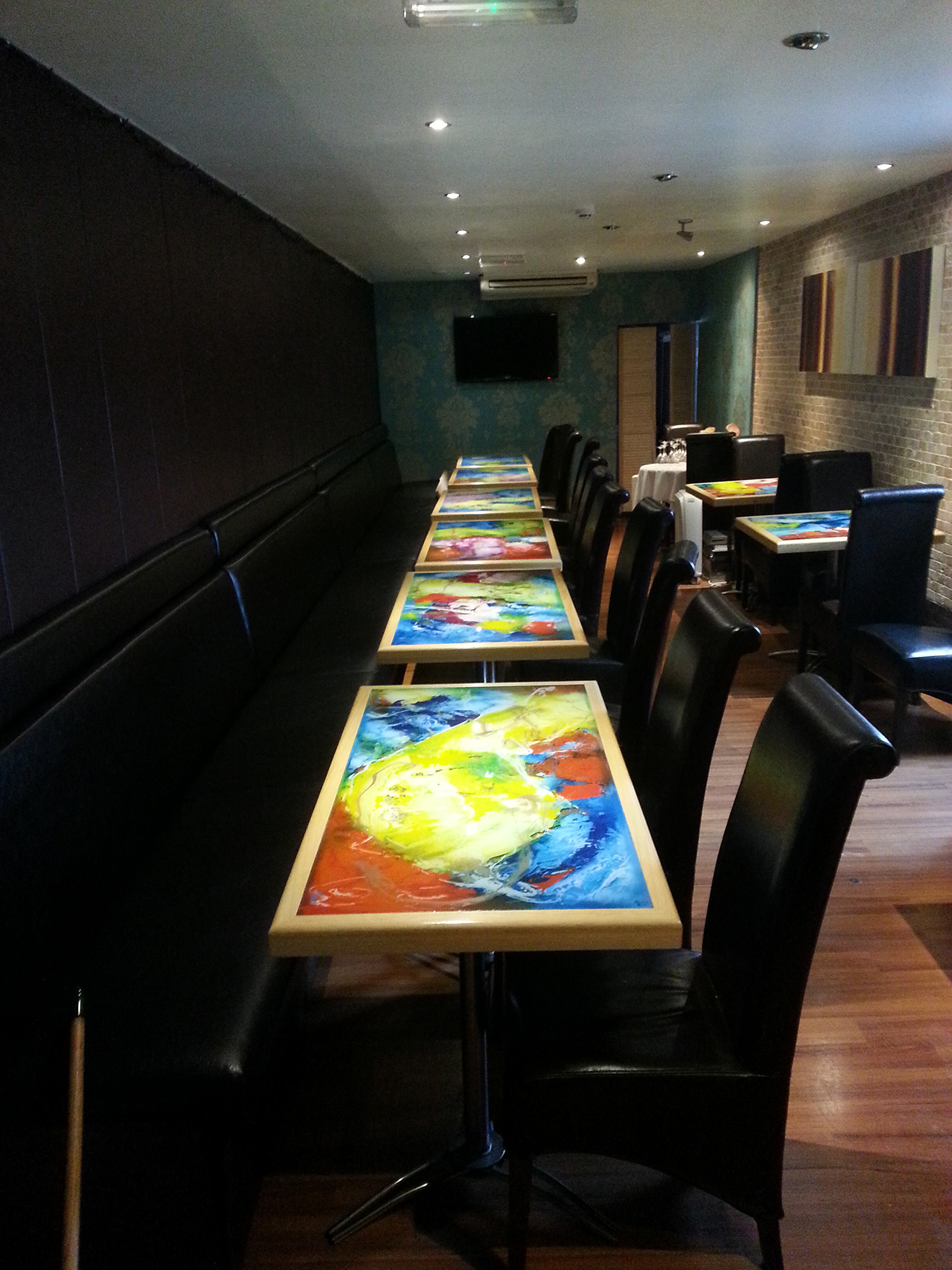 Cafe Indiya Glass Table Top Art